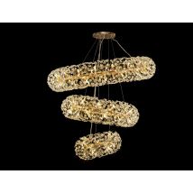 Fusion Large 3 Tier Crystal Ceiling Pendant in French Gold Finish