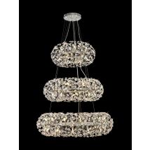 Fusion 3 Tier Pendant 58 Light in a Polished Chrome Finish and Clear Crystal