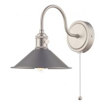 Dar Lighting Hadano Single Wall light In Antique Chrome With Pewter Shade