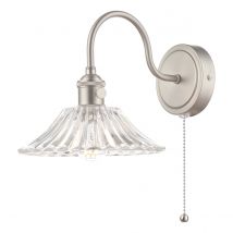 Dar Lighting Hadano Single Wall light In Antique Chrome With Flared  Glass Shade