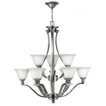 HK/BOLLA9 9 Light Brushed Nickel & Opal Glass Chandelier