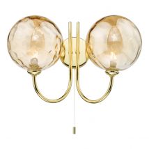 Dar Lighting Jared 2 Light Wall Light in Polished Gold Finish With Champagne Dimpled Glass JAR0935-11