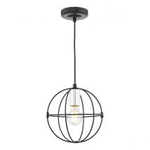 Dar Wisebuys Javari Single Ceiling Pendant Light In Matt Black And Polished Chrome