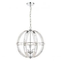 Laura Ashley Aidan Glass Globe 5 Light Chandelier In Polished Chrome Finish