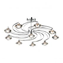 Dar LUT2350 Luther 10 Light Crystal Semi Flush in Chrome