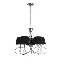 Mantra M1641/BS Mara 5 Light Ceiling Pendant In Chrome With 5 Black Shades