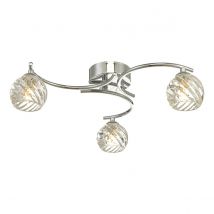 Dar Wisebuys Nakita 3 Light Semi Flush Ceiling Light In Polished Chrome With Twisted Glass