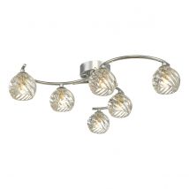 Dar Wisebuys Nakita 6 Light Semi Flush Ceiling Light In Polished Chrome With Twisted Glass