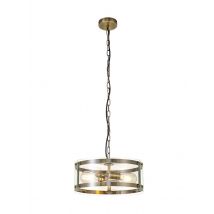 York 2 Light Ceiling Pendant In Antique Brass Finish With Clear Glass Shade