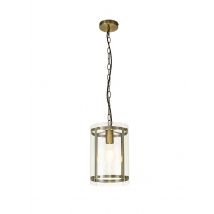 York 1 Light Ceiling Pendant In Antique Brass Finish With Clear Glass Shade