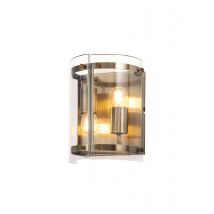 York 2 Light Wall Light In Antique Brass Finish With Clear Glass Shade