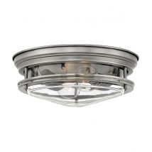 Quintiesse QN-HADRIAN-FS-AN-CLEAR Hadrian 2 Light Flush Ceiling Light In Antique Nickel Finish IP44