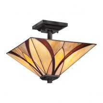 QZ-ASHEVILLE-SF Asheville Tiffany Semi Flush Ceiling Pendant