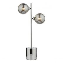 Dar Lighting Spiral 2 Light Table Lamp In Polished Chrome With Round Smoked Glass SPI4250-01