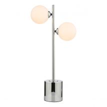 Dar Lighting Spiral 2 Light Table Lamp In Polished Chrome With Round Opal Glass SPI4250-02