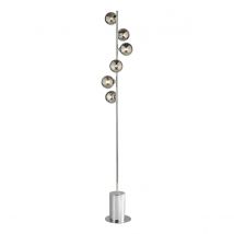 Dar Lighting Spiral 6 Light Floor Lamp In Polished Chrome With Round Smoked Glass SPI4950-01