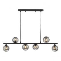 Dar Lighting Spiral 6 Light Bar Pendant Light In Matt Black Finish With Smoked Glass SPI6422-01