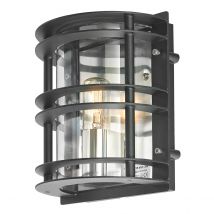 Norlys  ST-FLU-E27-BLK-C Stockholm 1 Light Wall Light In Black With Clear Glass