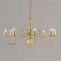 BF00350/8/PEWTER Flemish 8 Light Polished Brass Chandelier