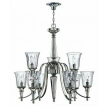HK/CHANDON9 9 Light Stirling & Crystal Ribbed Chandelier