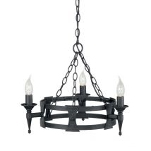 Elstead Saxon SAX3 BLK 3 Light Decorative Beaten Chandelier