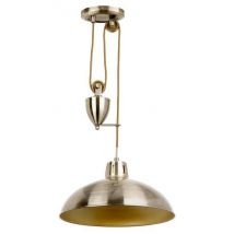 Endon POLKA-AB Rise And Fall Pendant Ceiling Light In Antique Brass