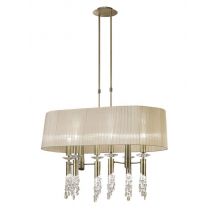 Mantra M3873 Tiffany 6+6 Light Oval Pendant Light  In Antique Brass With Soft Bronze Shades