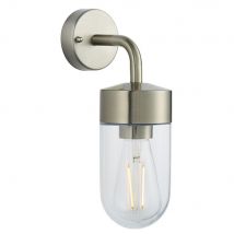 Endon 71184 North 1 Light Exterior Wall Light In Brushed Stainless Steel And Clear Glass