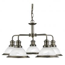 Searchlight 1595-5AB Bistro 5 way Ceiling Pendant Light Antique Brass