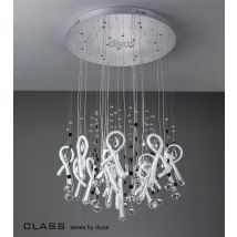IL50406 Class White Glass And Crystal 10 Light Pendant