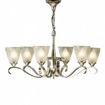 Interiors 1900 63442 Columbia 6 Light Ceiling Pendant In Nickel With Deco Style Glass Shades