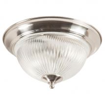 Modern 2 Light Satin Silver IP44 Flush Bathroom Ceiling  Light