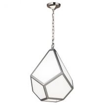FE/DIAMOND/P/M Diamond Medium White Glass Ceiling Pendant Light