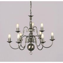 BF00350/6+3/Pewter Flemish 9 Light Pewter Chandelier Ceiling Light