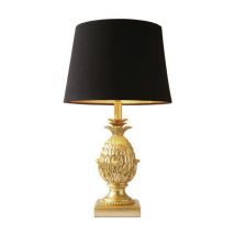 Dar PIN4235 Pineapple Gold Table Lamp With Black Faux Silk Shade