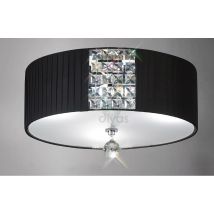 Diyas IL31172/BL Evelyn Black And Crystal Flush Ceiling Light