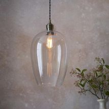 Camden Large Blown Glass Pendant Light in Antique Brass