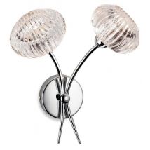 Firstlight 4856CH Lisbon Two Light Wall Light In Chrome With Clear Decorative Glass Shades