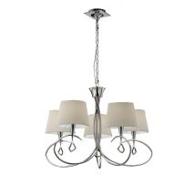 Mantra M1641 Mara 5 Light Ceiling Pendant In Chrome With 5 Ivory/White Shades