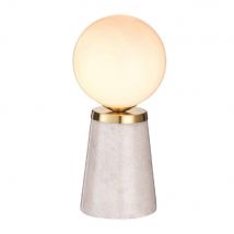 1 Light Table Lamp In White Marble And Brushed Brass Plate - Height: 250mm