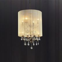 Diyas IL30069 Ella Crystal Chandelier with Cream Shade