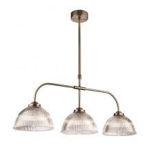 Firstlight 3724AB Ashford 3 Light Linear Ceiling Light In Antique Brass With Ribbed Clear Glass Shades