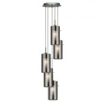 Searchlight 2305-5SM Duo 2 Multi-drop 5 Light Ceiling Pendant with Cylinder Shades