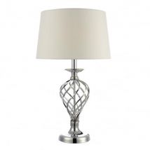 IFF4350 Iffley Large Touch Table Lamp In Polished Chrome With Ivory Silk Shade - H: 620mm