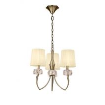 Mantra M4633AB Loewe 3 Light Ceiling Pendant Light With Shades In Antique Brass