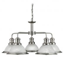 Searchlight 1595-5SS Bistro 5 Light Ceiling Pendant Light Silver