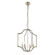 Endon 81916 Lainey 4 Light Ceiling Pendant In Antique Brass Plate And Clear Crystal
