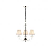 Interiors 1900 63633 Stanford Nickel 3 Light, 3 Arm Ceiling Pendant Light In Nickel With Beige Shades