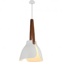 Mantra M5602 Swiss 1 Light Ceiling Pendant In White And Leather - Dia: 480mm