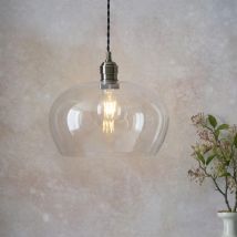 Camden Shallow Glass Pendant Light In Antique Brass